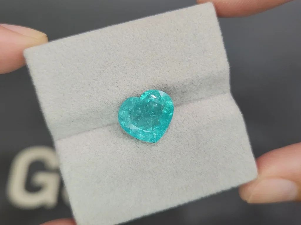 Neon Blue tourmaline Paraiba in heart shape 4.92 carats, Mozambique  Image №4