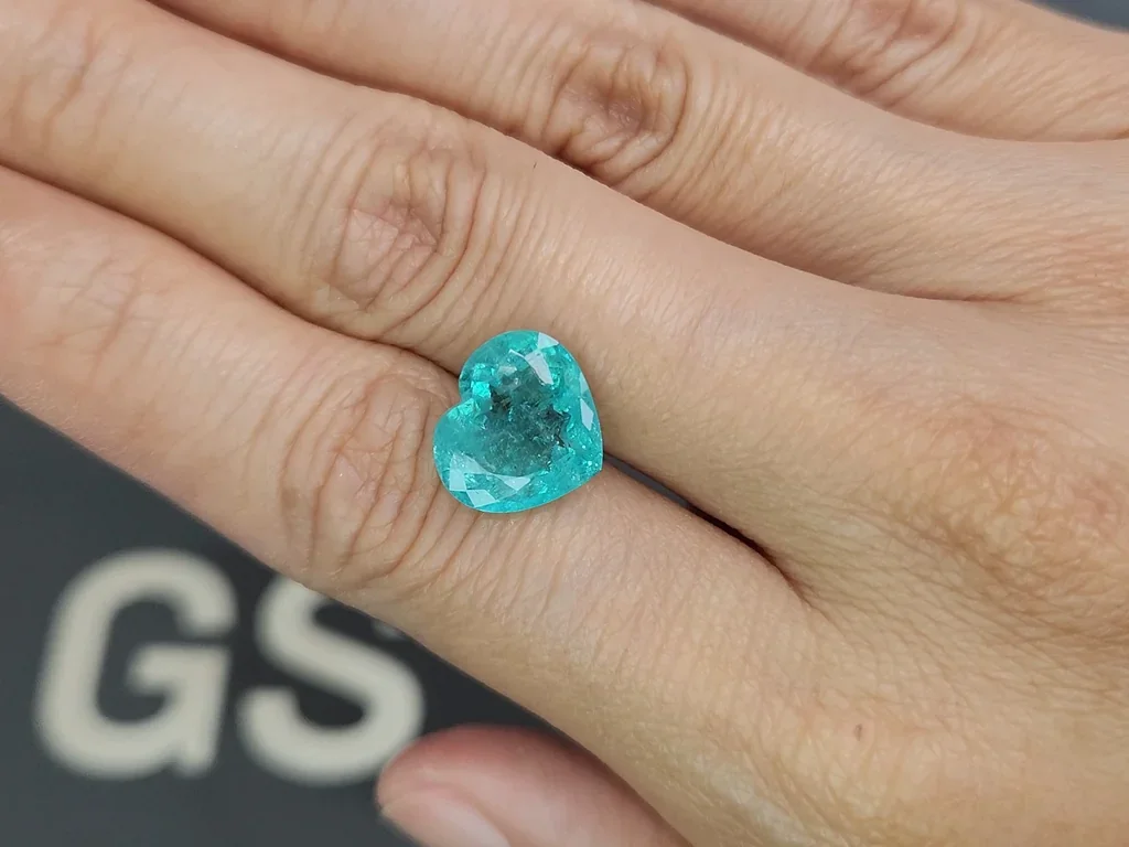 Neon Blue tourmaline Paraiba in heart shape 4.92 carats, Mozambique  Image №2