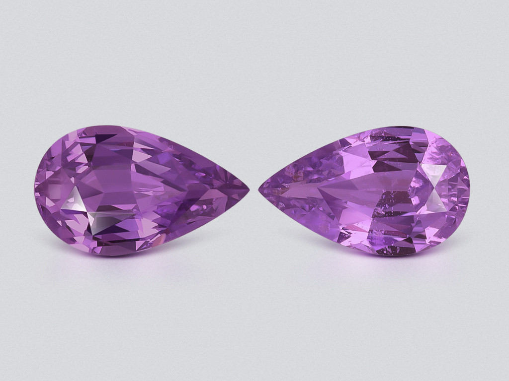 Paar ungeheizte violette saphire im birnenschliff 2,48 karat, Madagaskar Image №1