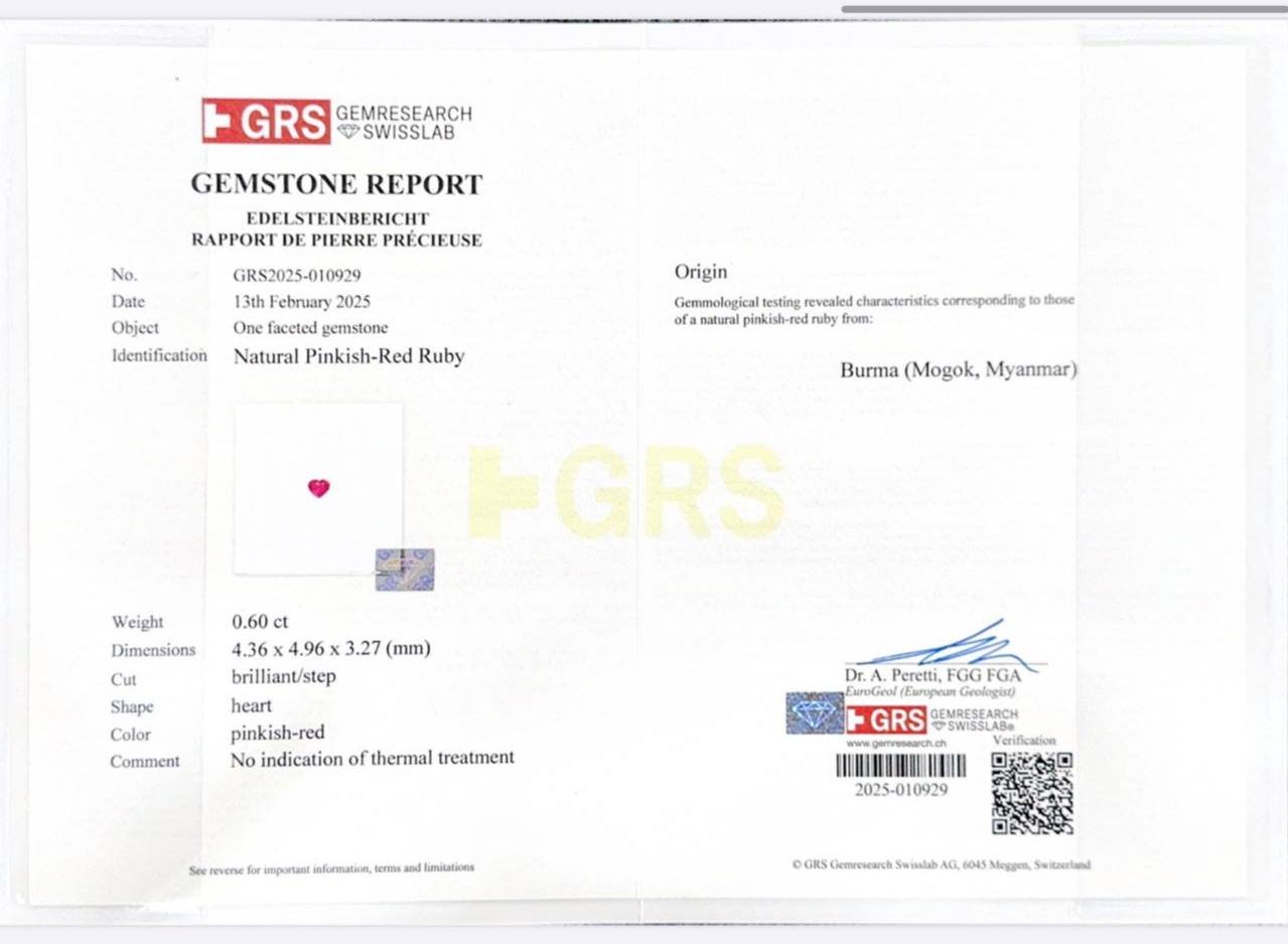 Unerhitzter herzschliff rubin 0,60 carats, Burma (Mogok)  Image №5