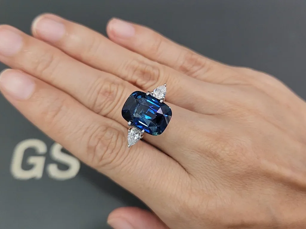 Saphir bleu sarcelle taille coussin non chauffé 14,09 carats, Sri Lanka (GRS) Image №5