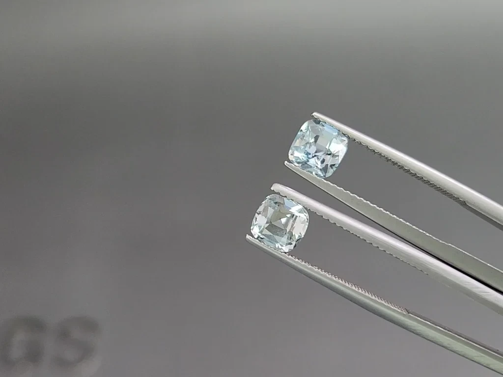 Set aus aquamarinen kissenförmig geschliffenen 4,16 karat, Madagaskar Image №4