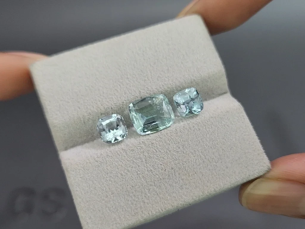 Set aus aquamarinen kissenförmig geschliffenen 4,16 karat, Madagaskar Image №5