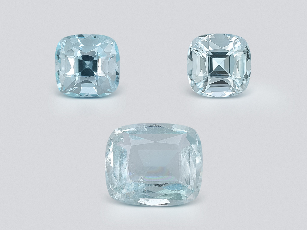 Set aus aquamarinen kissenförmig geschliffenen 4,16 karat, Madagaskar Image №1