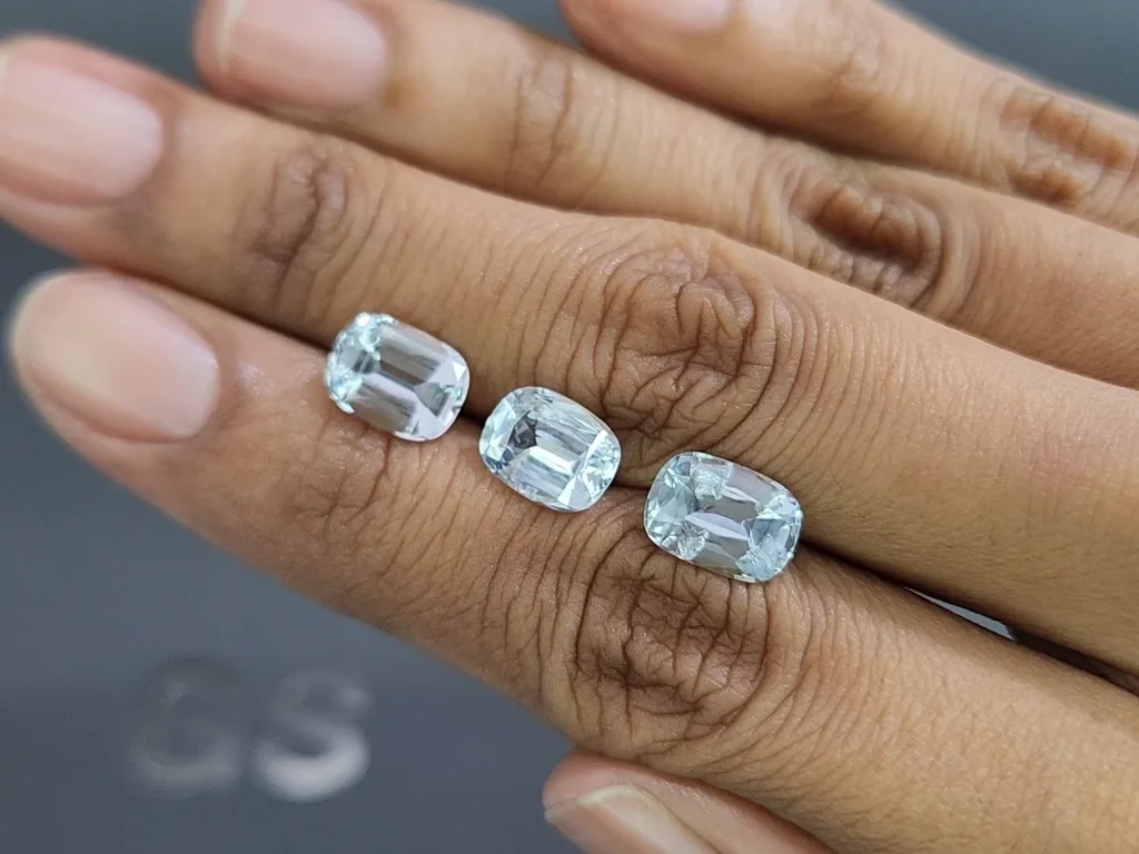 Set of aquamarines cushion cut 5.95 carats, Madagascar Image №2