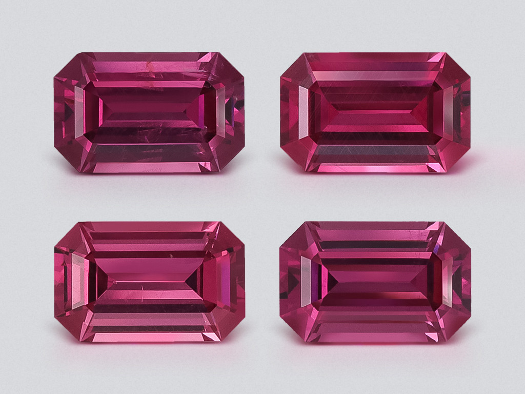 Set of garnets rhodolite octagon cut 5.04  carats, Madagascar Image №1
