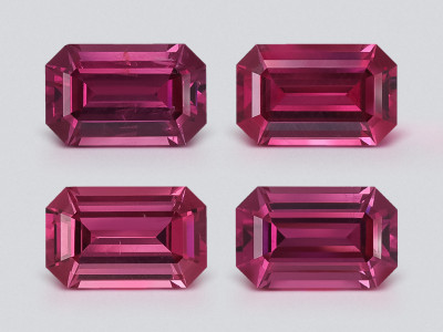 Ensemble de grenats rhodolites taillés en octogone 5,04 carats, Madagascar photo