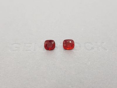 Pair of red cushion-cut spinels 2.34 ct, Burma photo