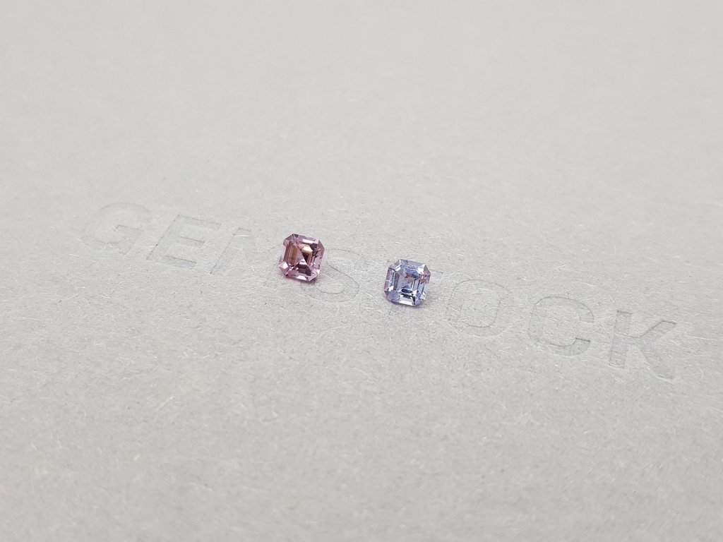 Contrasting pair of purple and lavender Asscher cut spinels 0.46 ct Image №3