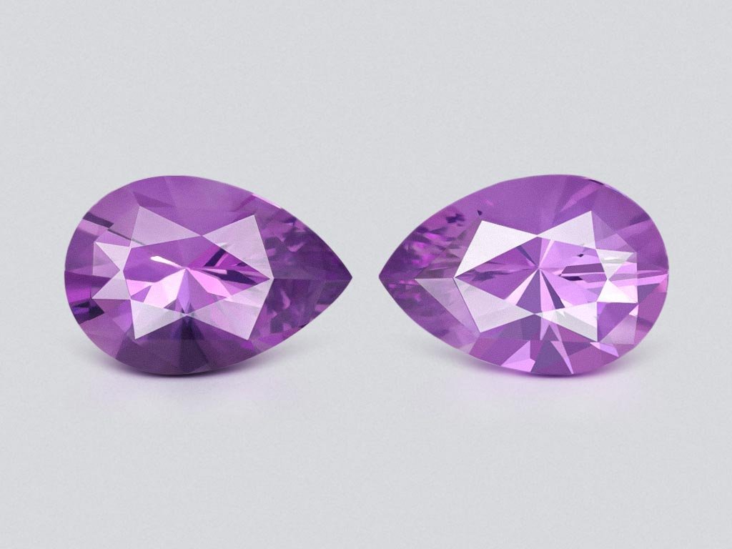 Pair of pear-cut amethysts 6.52 carats, Brazil Image №1