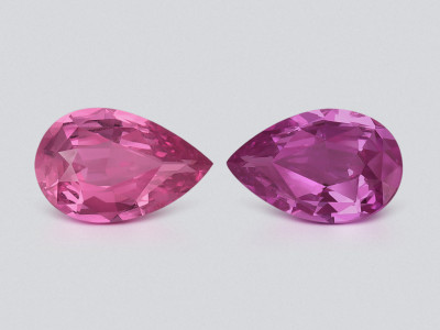 Kontrastierendes paar ungeheizter rosa und violetter saphire im birnenschliff 1,87 carat, Madagaskar photo