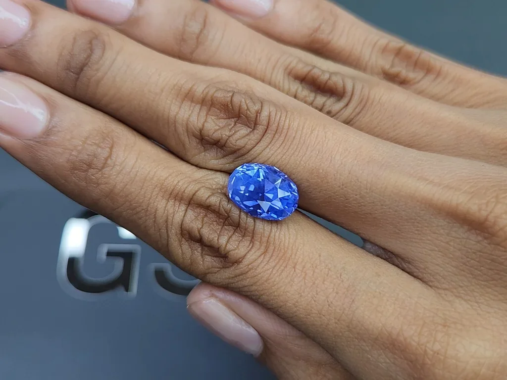 Unheated sapphire Cornflower Blue rutile silk effect oval cut 6.88 carats, Sri Lanka Image №2