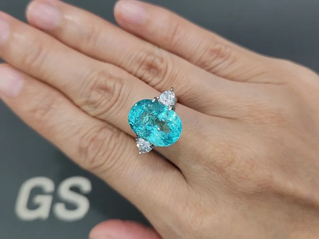 Neon Paraiba tourmaline greenish blue oval cut 9.91 carats, Mozambique Image №5