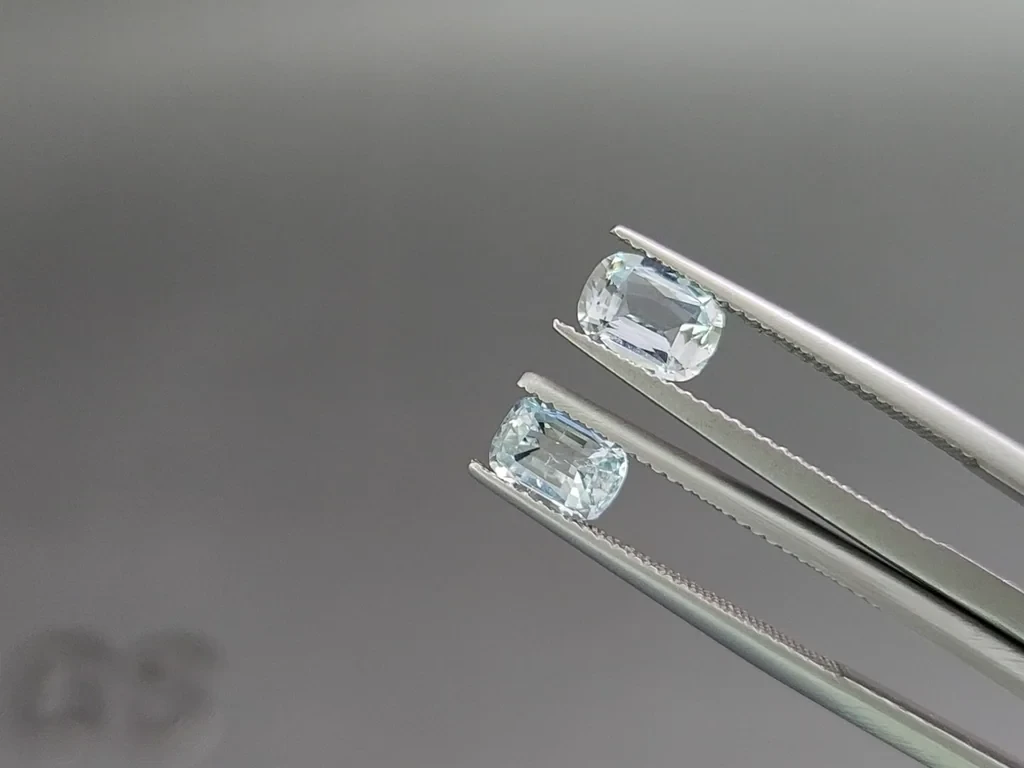 Set aus kissenförmig geschliffenen aquamarinen 2,56 karat, Madagaskar Image №4