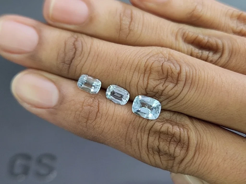 Set aus kissenförmig geschliffenen aquamarinen 2,56 karat, Madagaskar Image №2