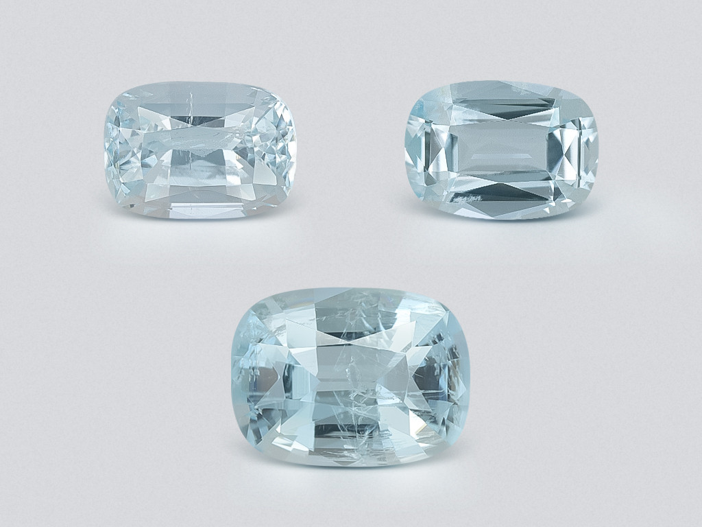 Set aus kissenförmig geschliffenen aquamarinen 2,56 karat, Madagaskar Image №1