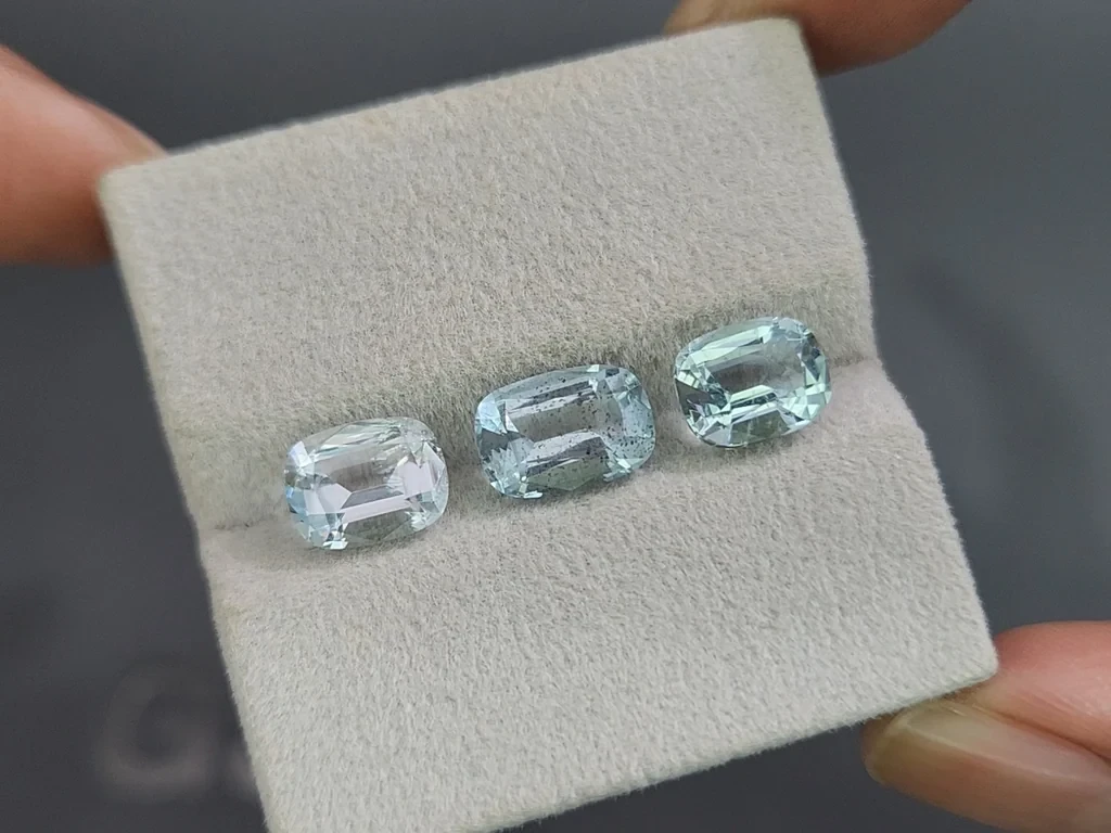 Set of aquamarines cushion cut 5.97 carats, Madagascar Image №5