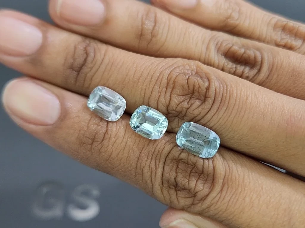 Set of aquamarines cushion cut 5.97 carats, Madagascar Image №2