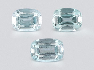 Set of aquamarines cushion cut 5.97 carats, Madagascar photo
