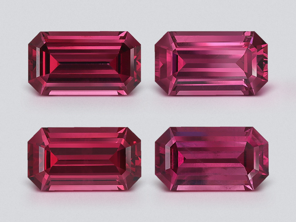 Ensemble de grenats rhodolites taillés en octogone 3,74 carats, Madagascar Image №1