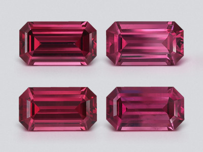 Set of garnets rhodolite octagon cut 3.74 carats, Madagascar photo