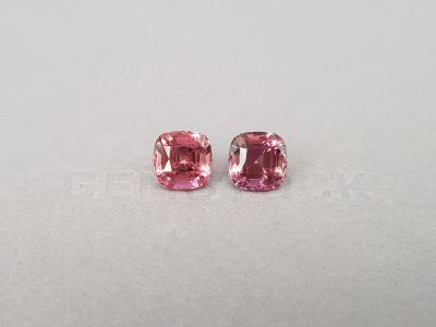 Pair of pink cushion-cut African rubellites 9.48 ct photo