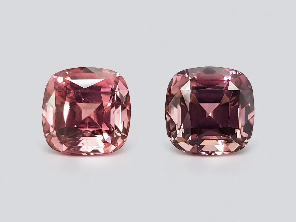 Par de rubelitas africanas talla cojín rosa de 9,48 ct  Image №1