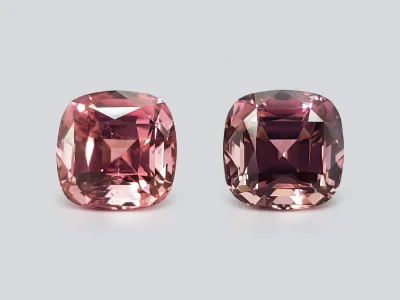 Pair of 9.48ct pink cushion cut African rubellites  photo