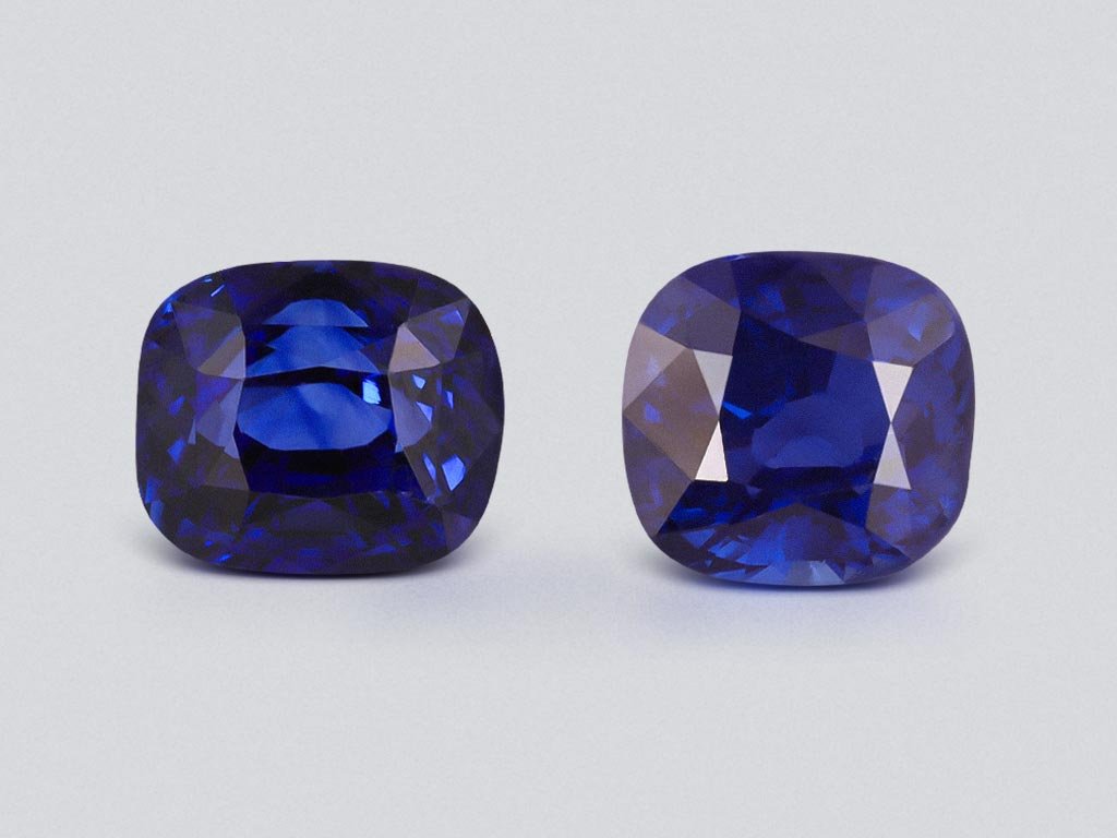 Paire de saphirs bleu roi taille coussin 8,07 carats, Sri Lanka Image №1