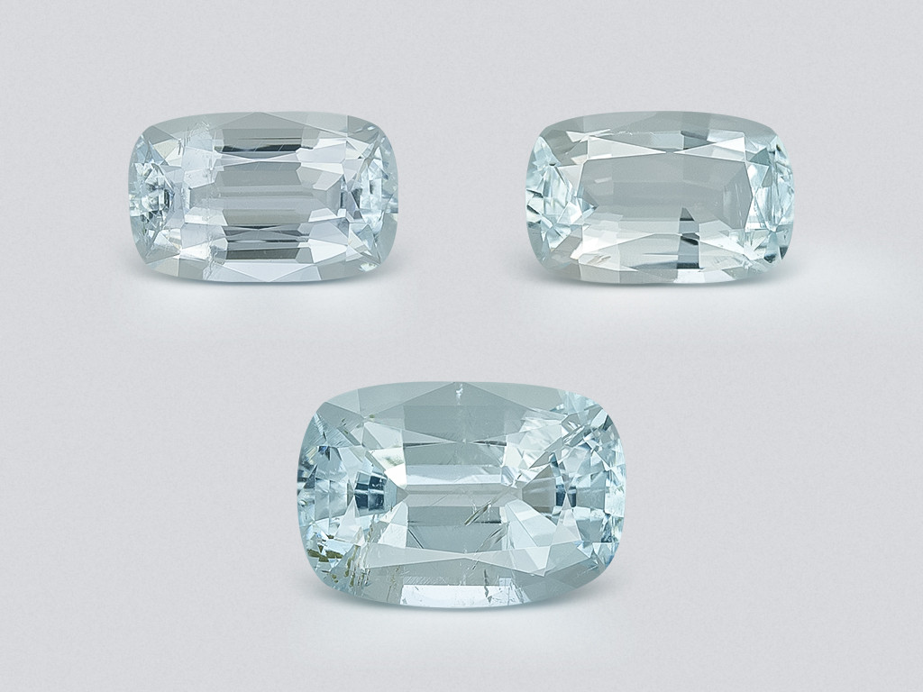 Ensemble aigues-marines taille coussin, 3,39 carats, Madagascar Image №1