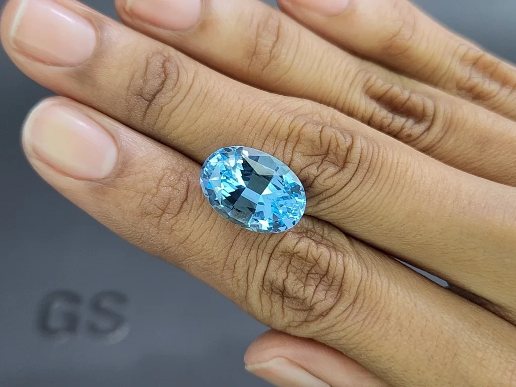 Topaz Sky Blue high precision oval cut 10.97 carats, Madagascar Image №2