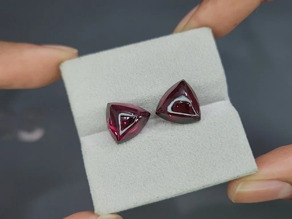 Pair of rhodolite garnets trillion cut 12.70 carats, Madagascar Image №4