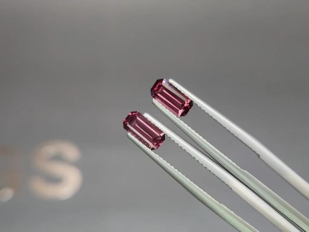 Set of garnets rhodolite octagon cut 6.06 carats, Madagascar Image №3