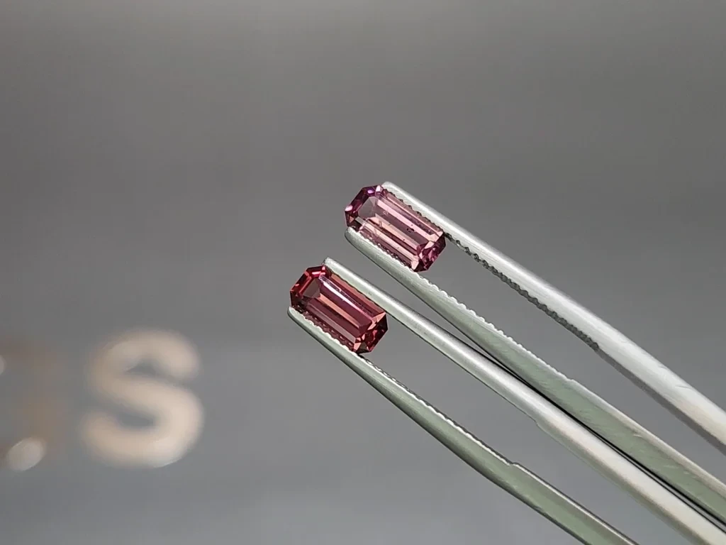 Set of garnets rhodolite octagon cut 6.06 carats, Madagascar Image №4