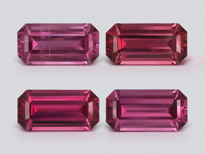 Ensemble de grenats rhodolites taillés en octogone 6,06 carats, Madagascar photo
