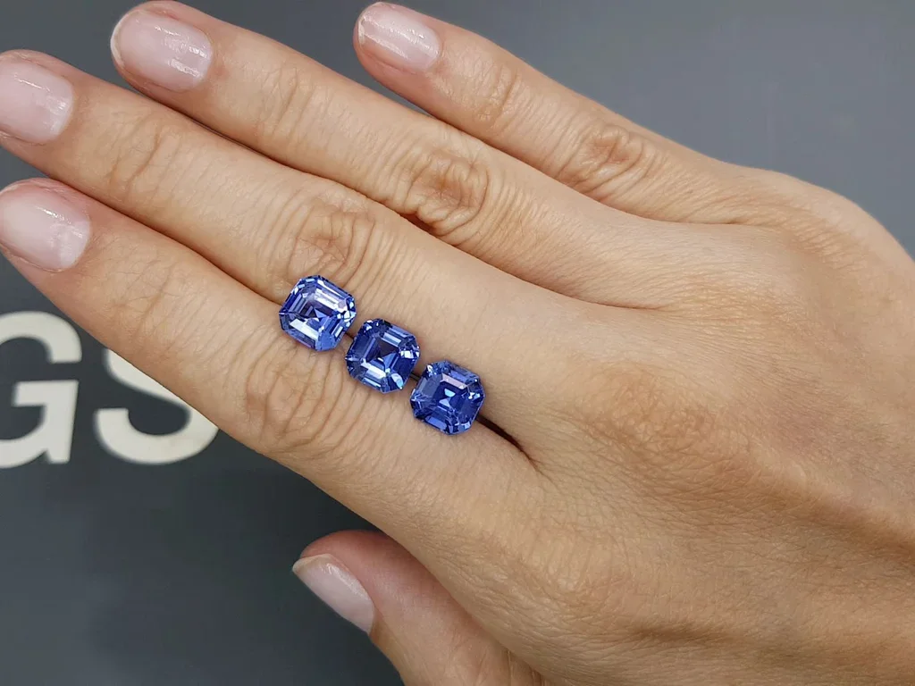 Set of Cornflower blue sapphires in oval cut 9.11 carats, Sri Lanka Image №2