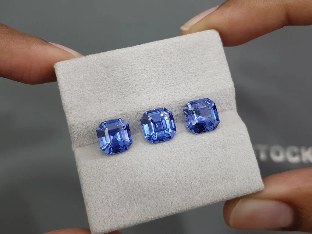 Set of Cornflower blue sapphires in oval cut 9.11 carats, Sri Lanka Image №3