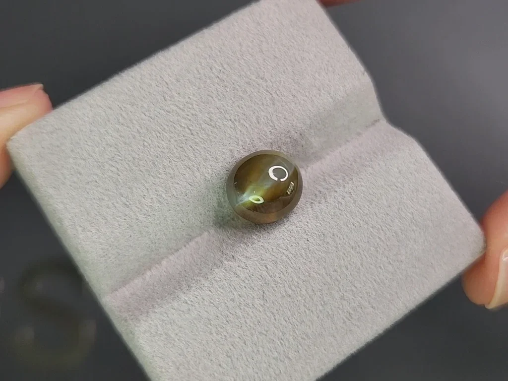 Cat's eye chrysoberyl in cabochon cut 4.28 carats, Sri Lanka Image №4