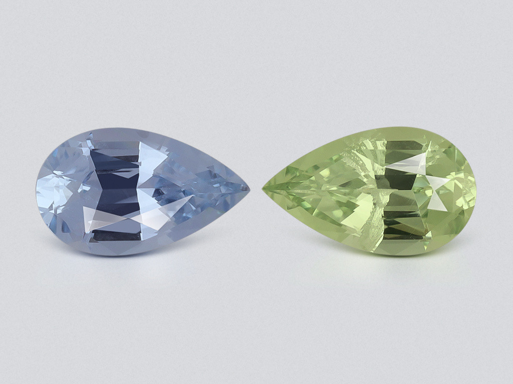  Par de zafiros de talla pera sin calentar de 2,00 quilates, Madagascar Image №1