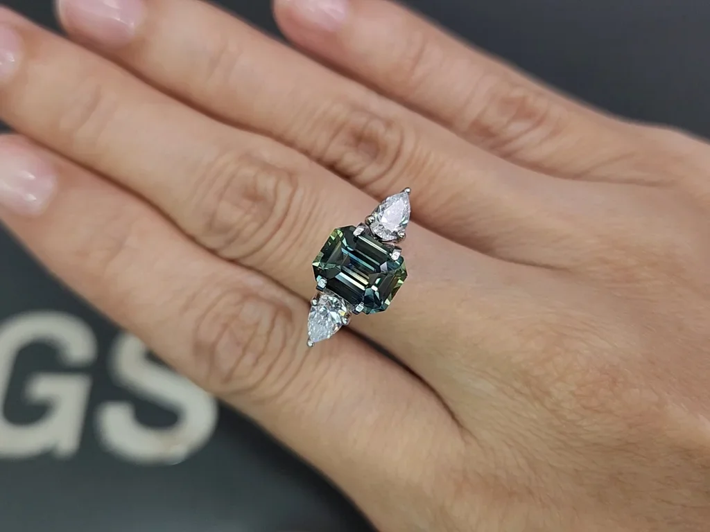 Zafiro verde azulado de talla octogonal sin calentarde 3,08 ct, de Sri Lanka Image №5