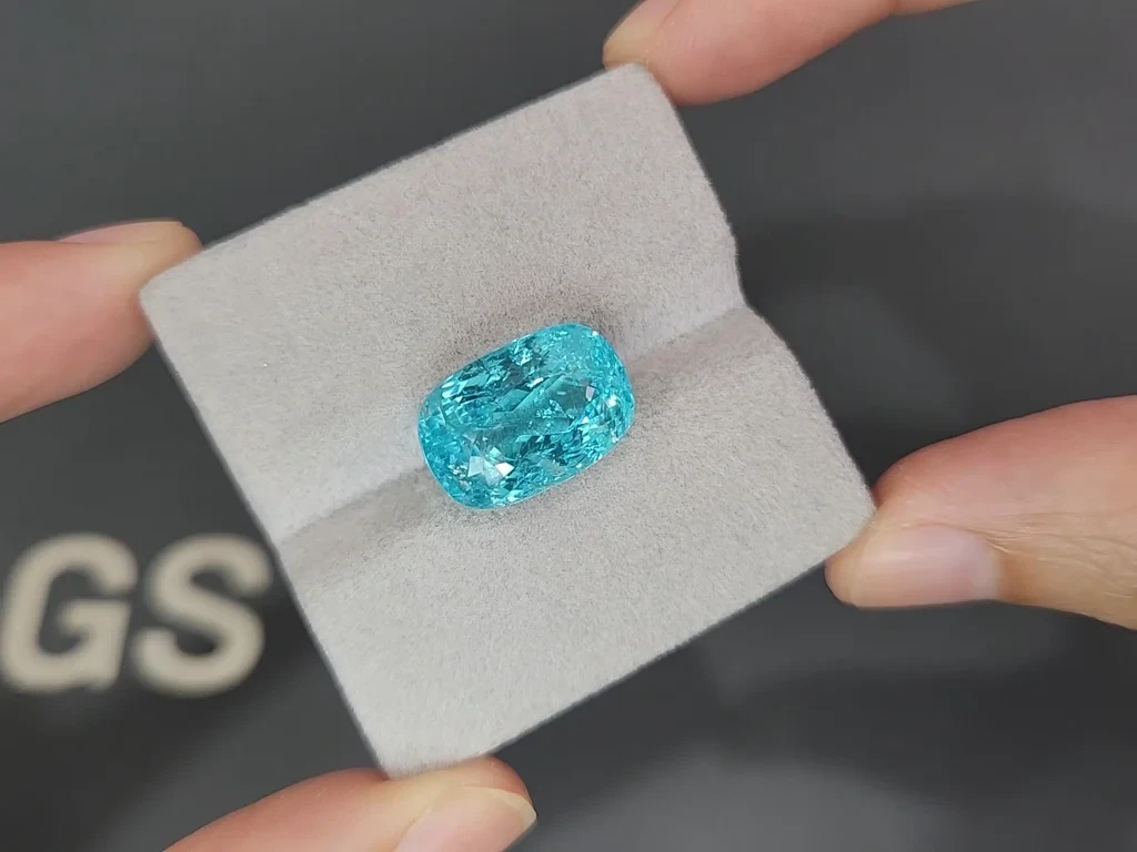 Neongrünblauer, kissenförmiger Paraiba-trurmalin 13,12 karat, Mosambik Image №4