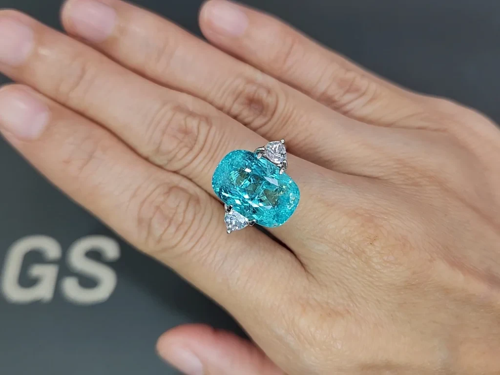 Neongrünblauer, kissenförmiger Paraiba-trurmalin 13,12 karat, Mosambik Image №5