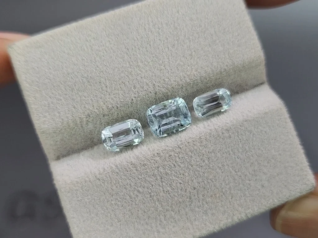 Ensemble aigues-marines taille coussin, 2,52 carats, Madagascar Image №5