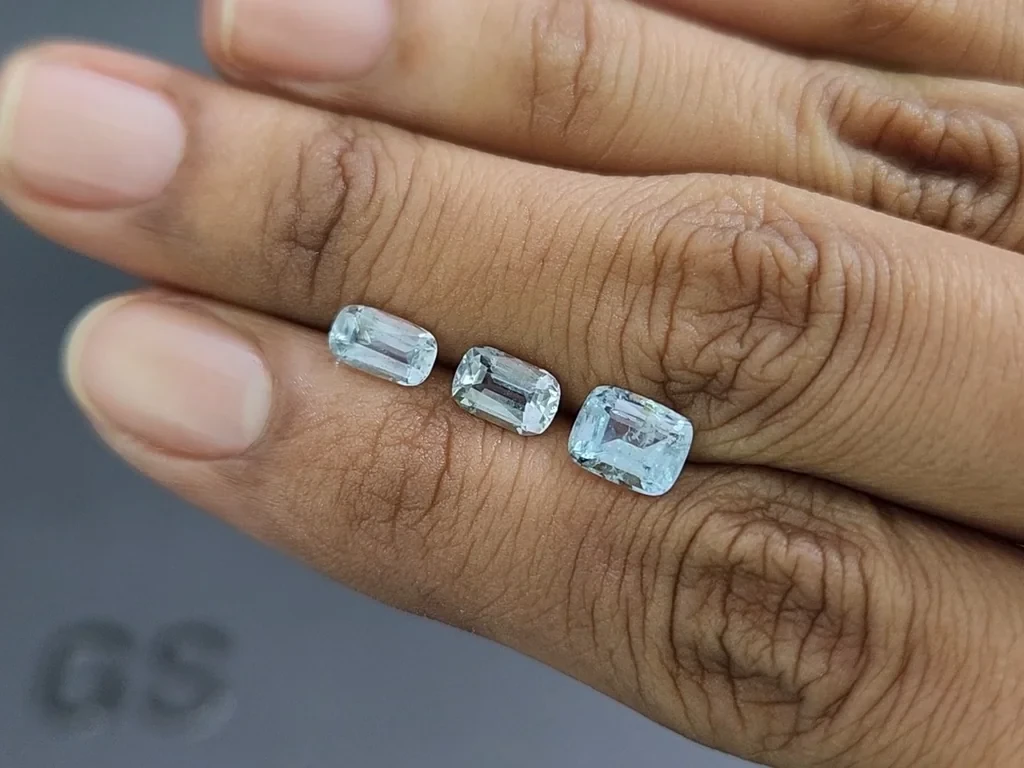 Ensemble aigues-marines taille coussin, 2,52 carats, Madagascar Image №2