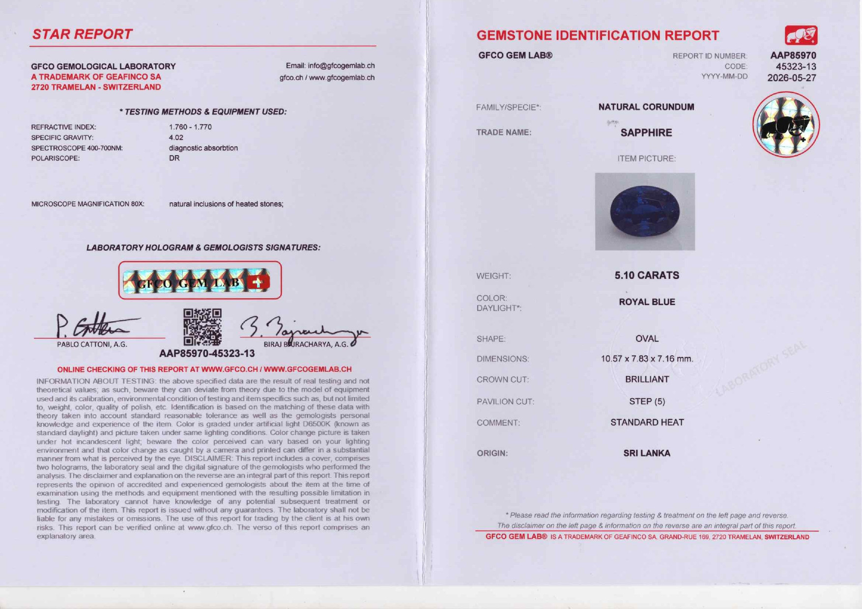 Lot #2. Royal Blue sapphire in oval cut  5.10 carats, Sri Lanka Image №6