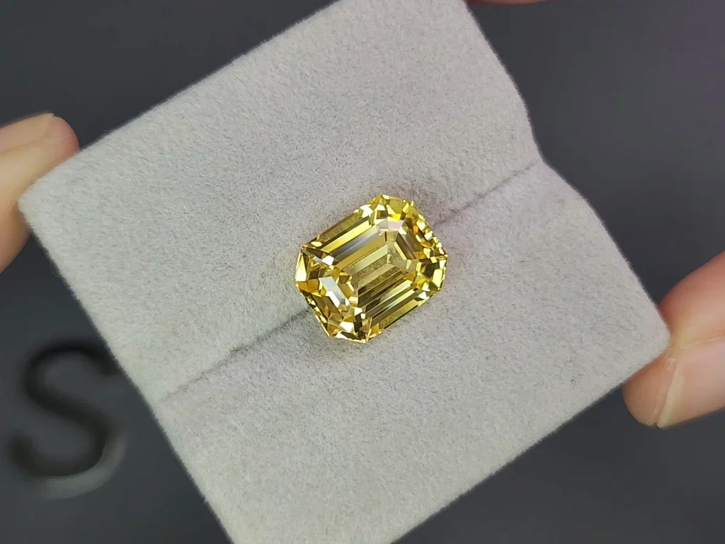 Untreated Golden yellow sapphire in octagon cut 8.48 carats, Sri Lanka Image №4