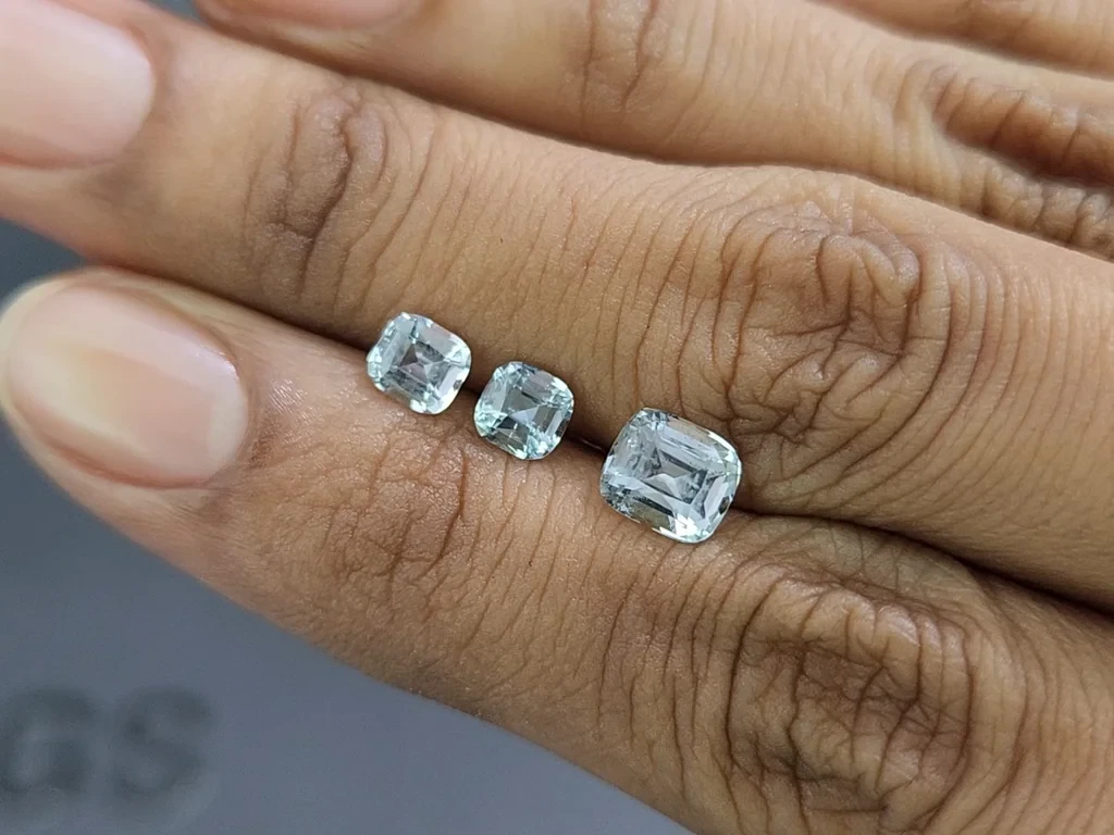 Set of aquamarines cushion cut 1.87 carats, Madagascar Image №2