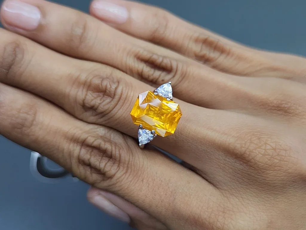 Sapphire yellow orange radiant cut 5.93 carats, Sri Lanka Image №5