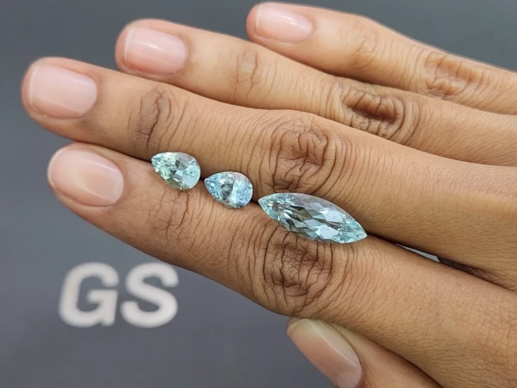 Satz aquamarine im birnen und marquiseschliff 7,53 karat, Mosambik Image №2