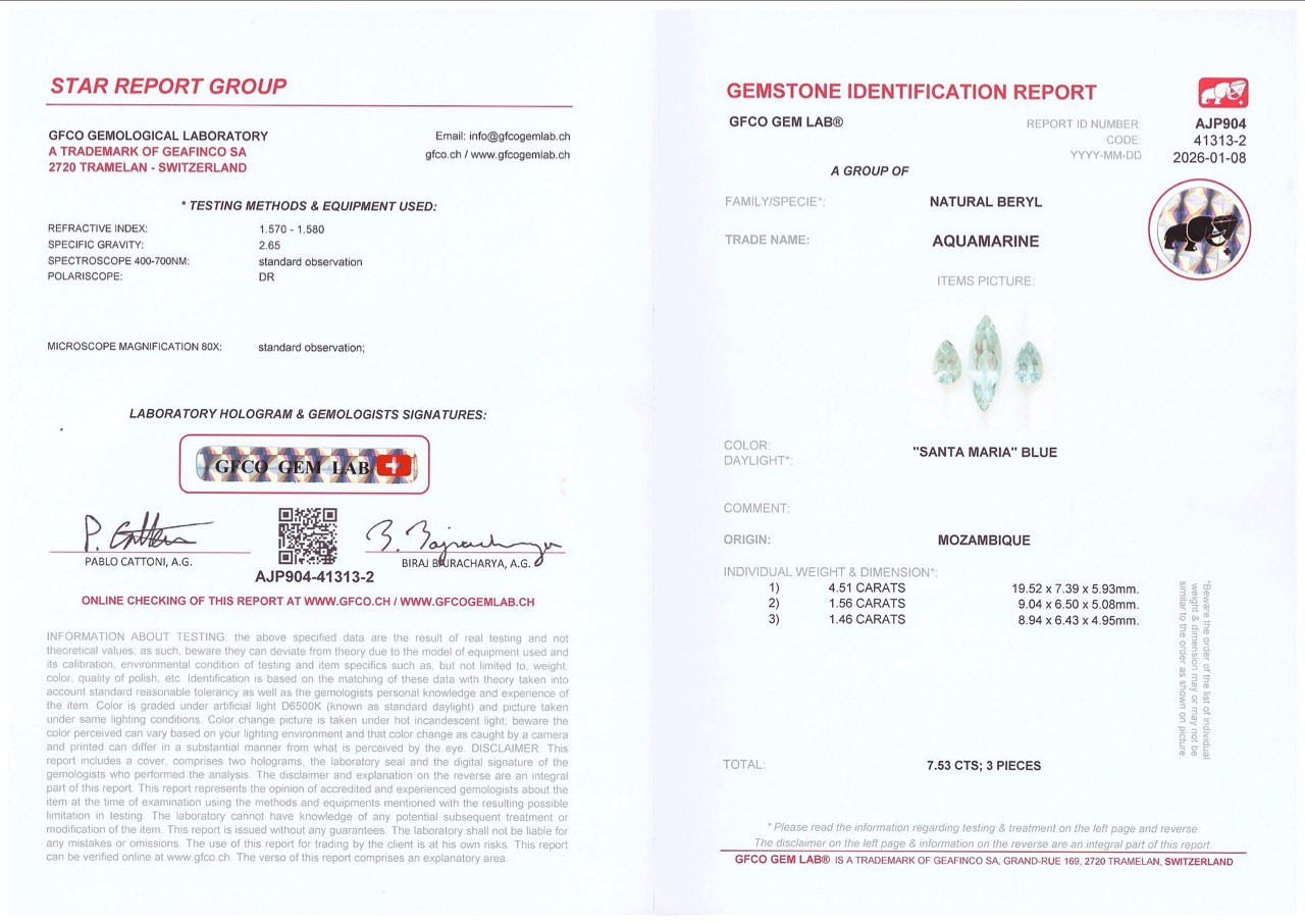 Satz aquamarine im birnen und marquiseschliff 7,53 karat, Mosambik Image №6